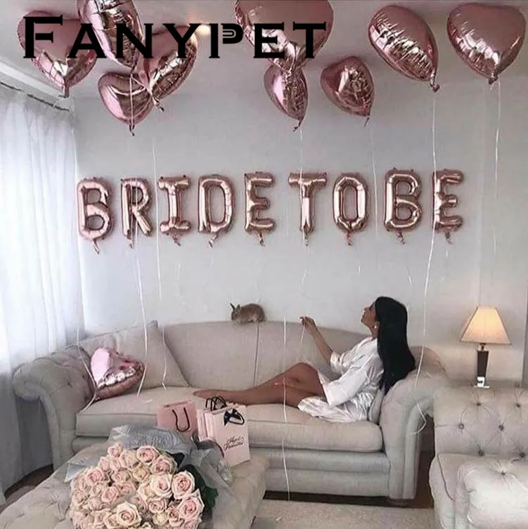 

16inch Rose Gold Bride To Be Letter Foil Balloon Love heart Balloons Hen Party Decorations Wedding Bachelorette Party Supplies