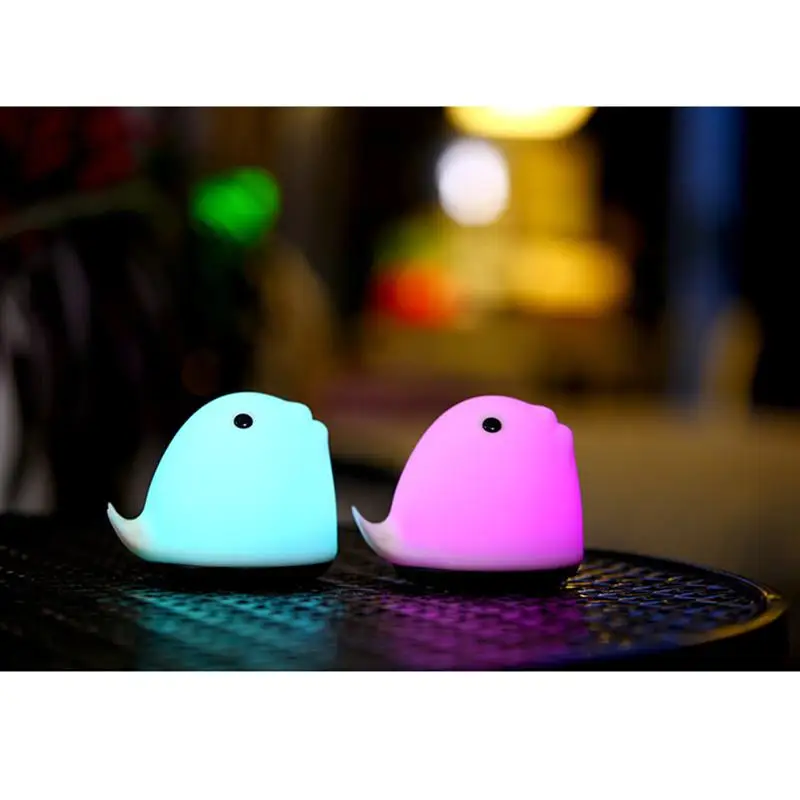 Soft Silicone LED Night Light Adorable Children Nursery Lamp Sensitive Tap Control Whale-shaped Mini Pat Lights USB Rechargeable | Лампы и