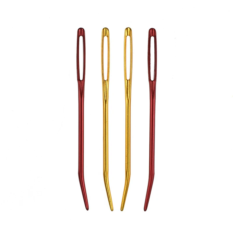

2 Pcs/Set Aluminum Bent Bent Tip Tapestry Darning Yarn Knitting Needles Sewing Needles Big Eye Sewing Needles Random Color