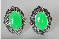 bridal jewelry free shipping style 925 sterling silver jewelry inlay bright green natural stone stud earrings