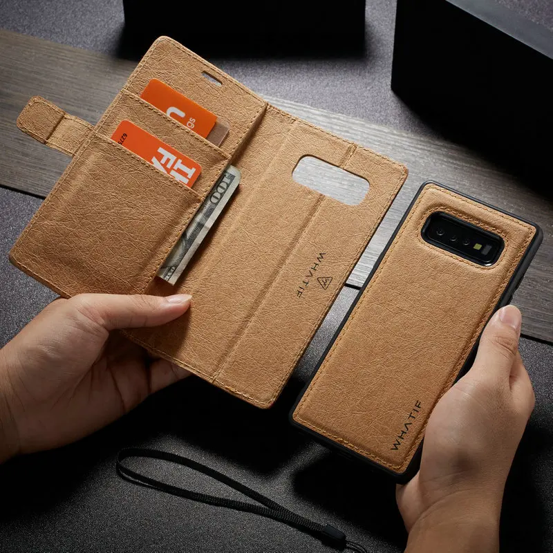 Бумажный Магнитный чехол для Samsung Galaxy S10 водонепроницаемый 2 в 1 съемный кожаный