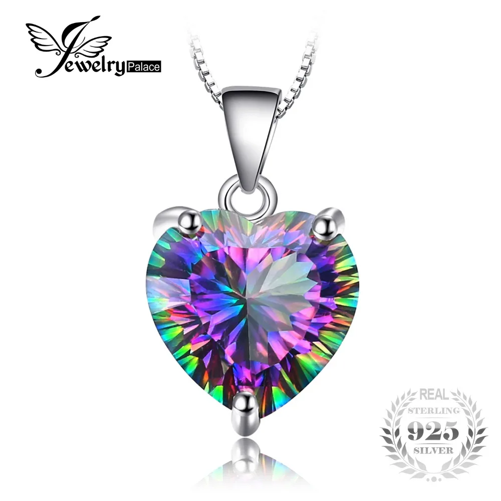 JewelryPalace 4.35ct Genuine Rainbow Fire Mystic Topaz Pendant Solid 925 Sterling Silver Vintage Jewelry Without A Chain | Украшения и - Фото №1