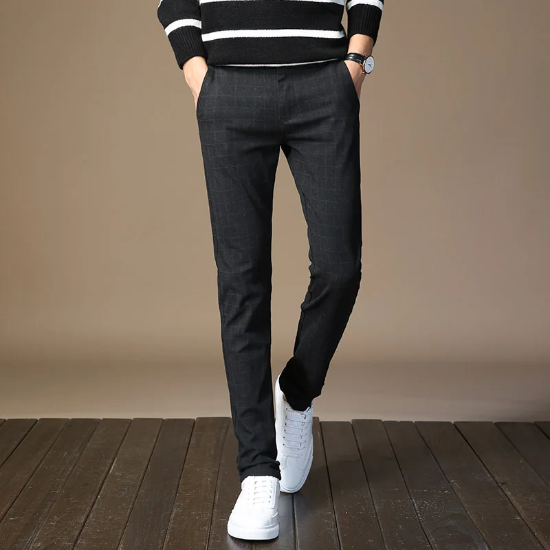 ICPANS мужская одежда брюки плед Бизнес повседневное Slim Fit Pantalon A Carreau Homme классический винтажный клетчатый костюм брюки Свадебные брюки
