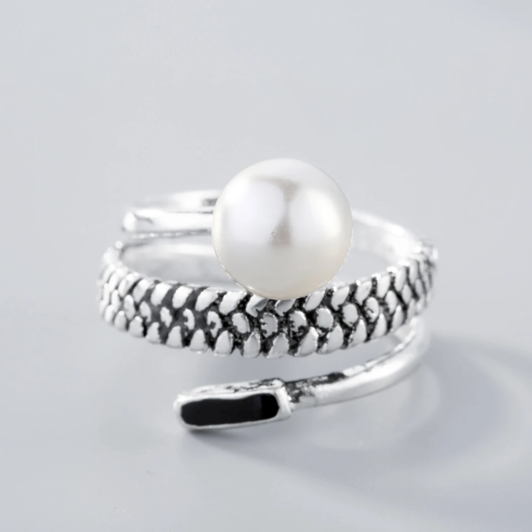Cxwind Women's Retro Adjustale Opening Pearl Twist Ring Multilayer Rings for Enamel Black Jewelry | Украшения и аксессуары