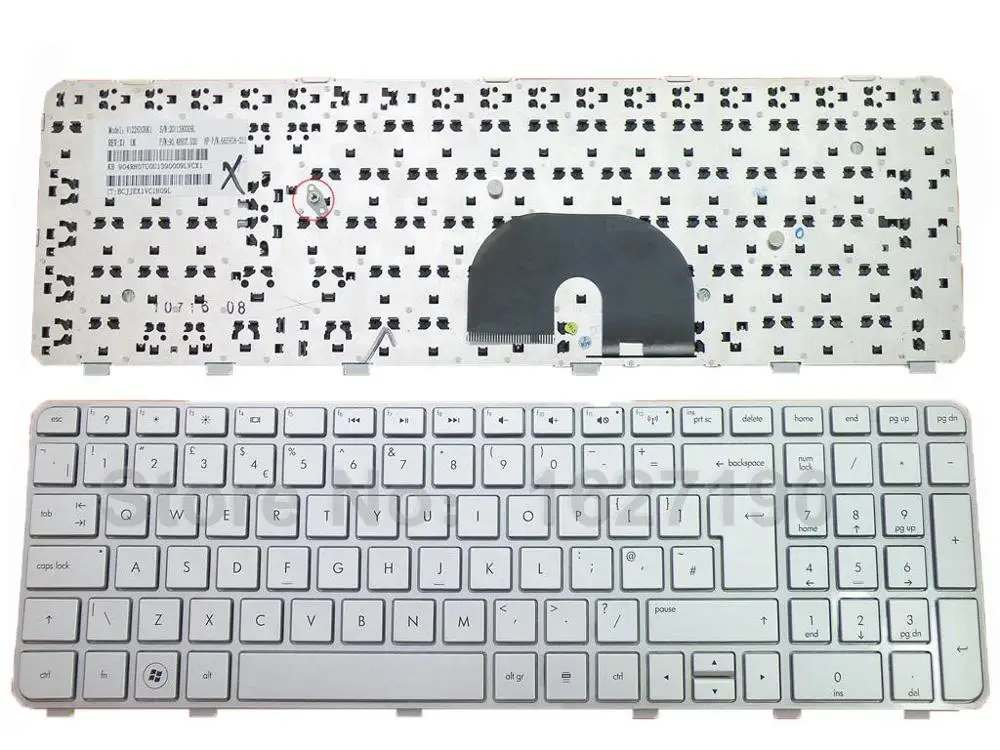 Новая Британская клавиатура для ноутбука hp DV6-6000 серебряная рамка серебряные клавиатуры для ноутбука PN: V122630BK1 90.4rhju0u 665938-031 644356-031