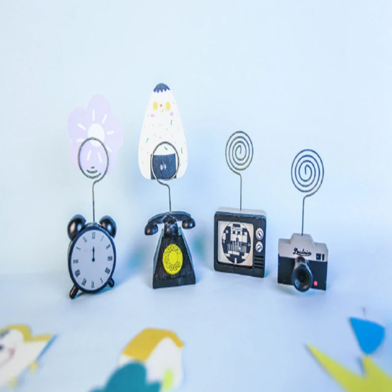 2 шт Деревянные Часы камера ТВ телефон в форме зажимы для заметок держатель