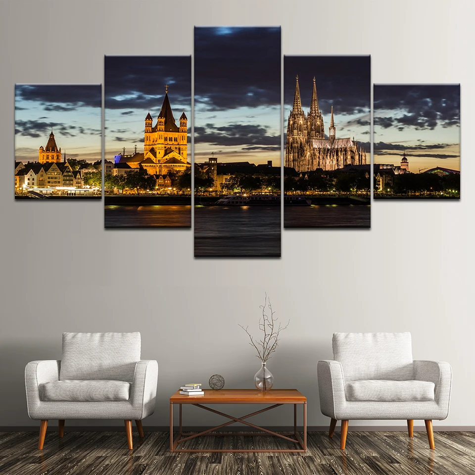 Кельн собор Гогенцоллерн мост пейзаж город светильники 5 шт. стены искусства