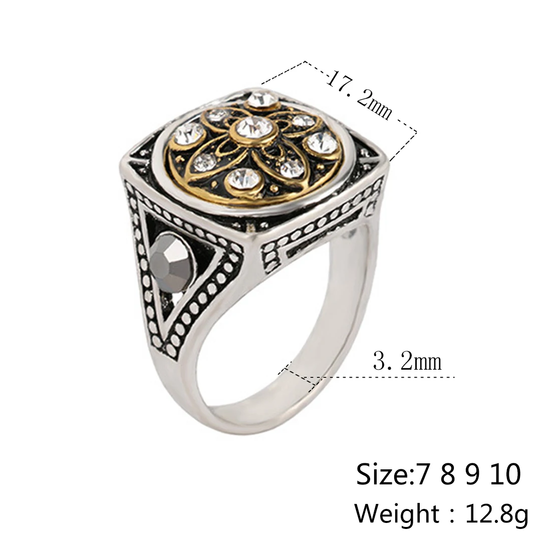 Новое поступление панк винтажное серебряное кольцо с хрустальным цветком для