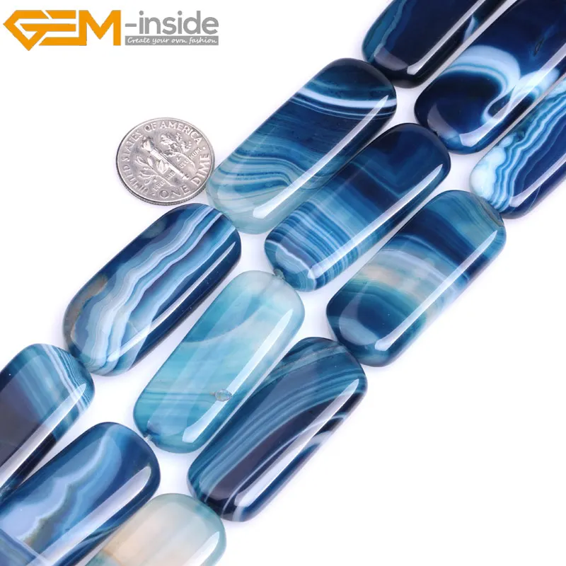 

Rectangle Shape Natural Stone Banded Agates Loose Bead For Jewelry Making Strand 15 Inches DIY Necklace Wholesale