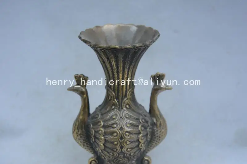 Rare Old MingDynasty copper vase Double Phoenix with carving&amp mark Ornamental best collection&amp adornment Free shipping | Дом и сад