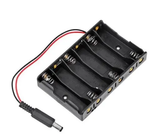 

1PCS 6XAA 6xAA 6*AA 9V Battery Holder Box Case Wire DC 5.5*2.1mm Plug NEW