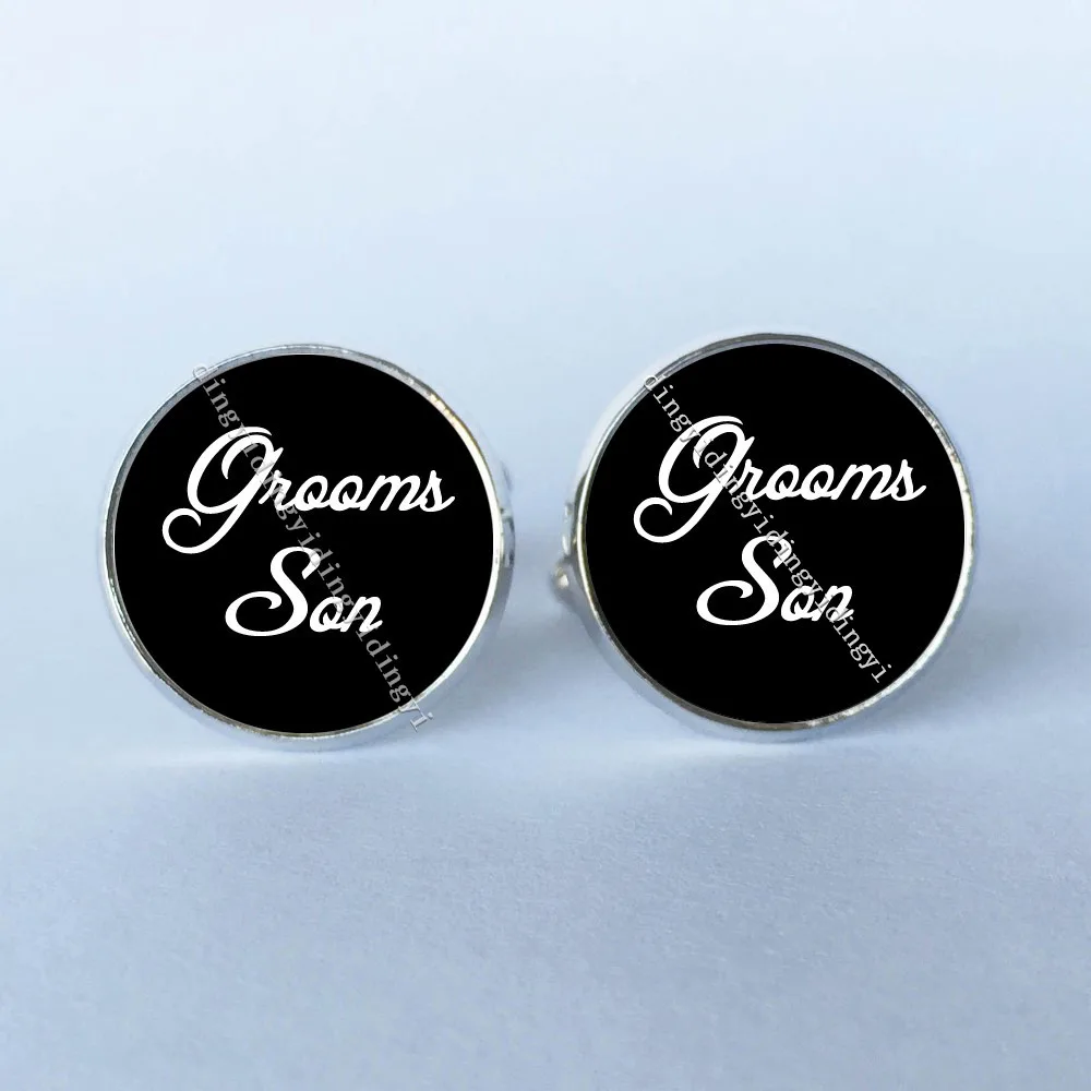 Запонки для шафера мужские Свадебные с любыми надписями на черном и белом фоне