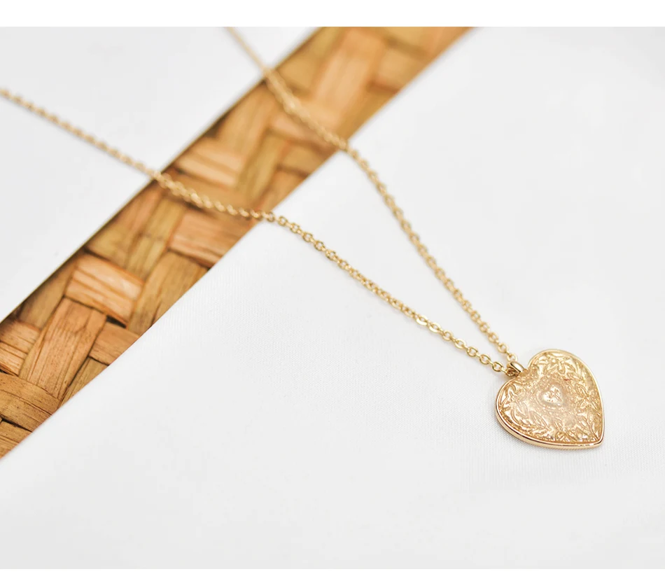 Trendy Gold Color Heart Charm Pendant Necklace for Women Simple Thin Chain Chokers Chic Long Necklaces Girls Accessories | Украшения и