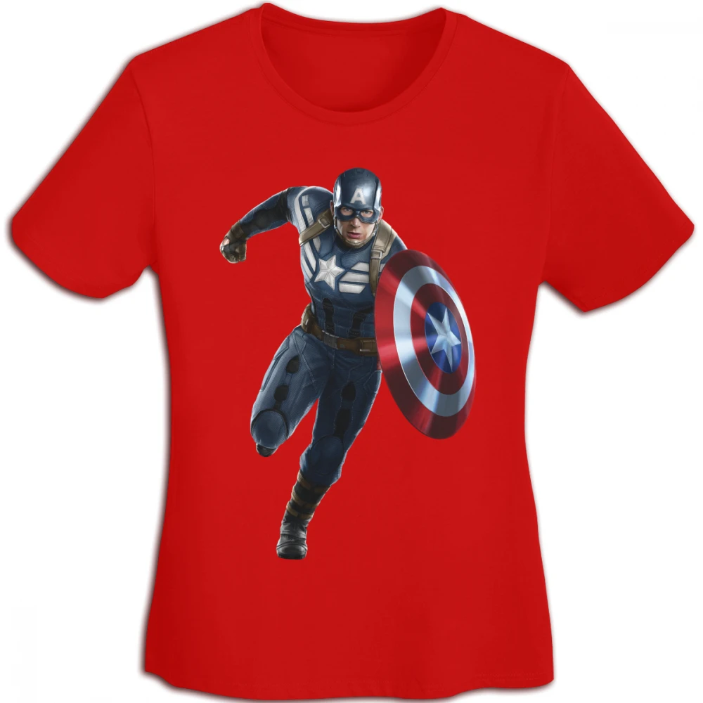 Custom Painted Inkjet Printing DIY Pattern-Captain America Male Female T-shirts 3D Printed Short Sleeve Clothing Women Tops 2018 | Женская