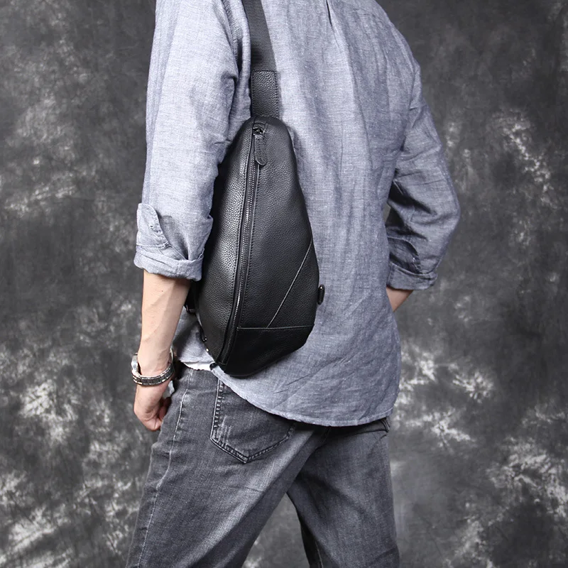 Персонализированная Повседневная замшевая кожаная мужская нагрудная сумка из