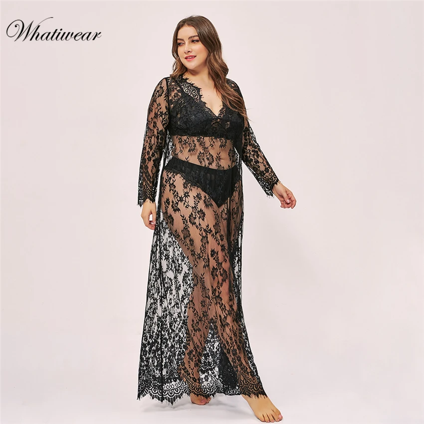 Whatiwear сексуальное ночное белье плюс размер кружевная ночная рубашка Ночное