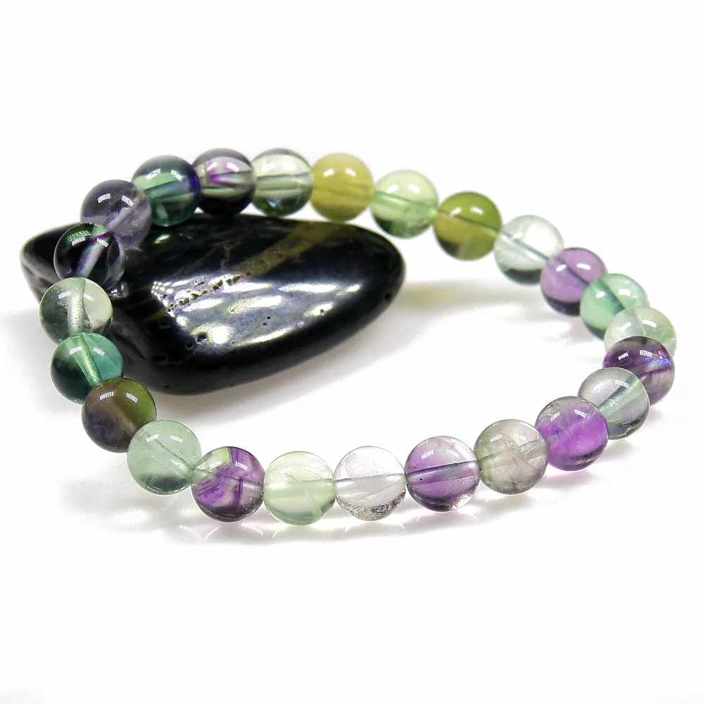 A +++ круглые бусины Aurora флюоритовый браслет из натурального кварцевого камня
