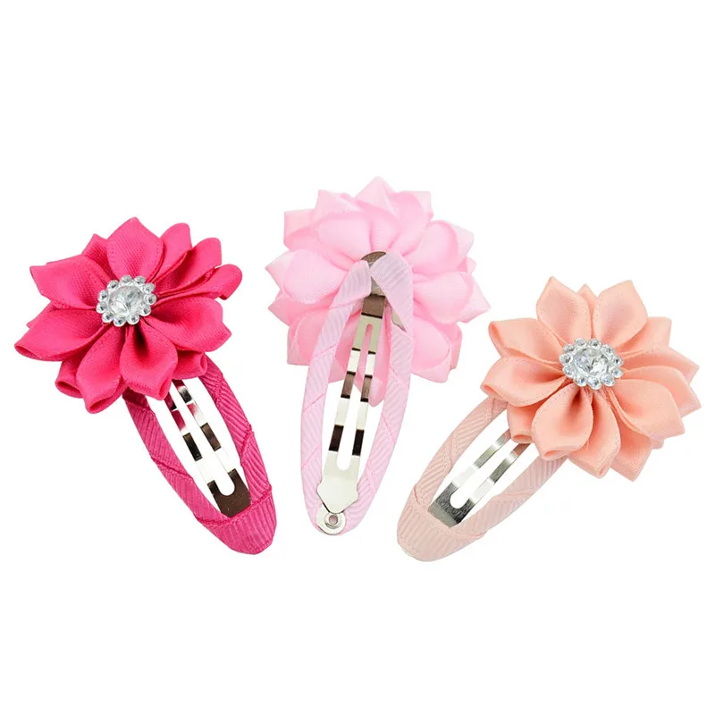

MIXIU 20pcs Rhinestone Flower Hairpin With Fully Wrapped Safety Hair Clips BB Clips Barrettes For Kids Girl Hair Accessories
