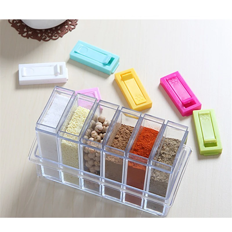 Hot Sale Seasoning Rack Spice 6 Pieces Acrylic Box Storage Container Condiment Jars Kitchen Accessories ZH-104040 | Дом и сад