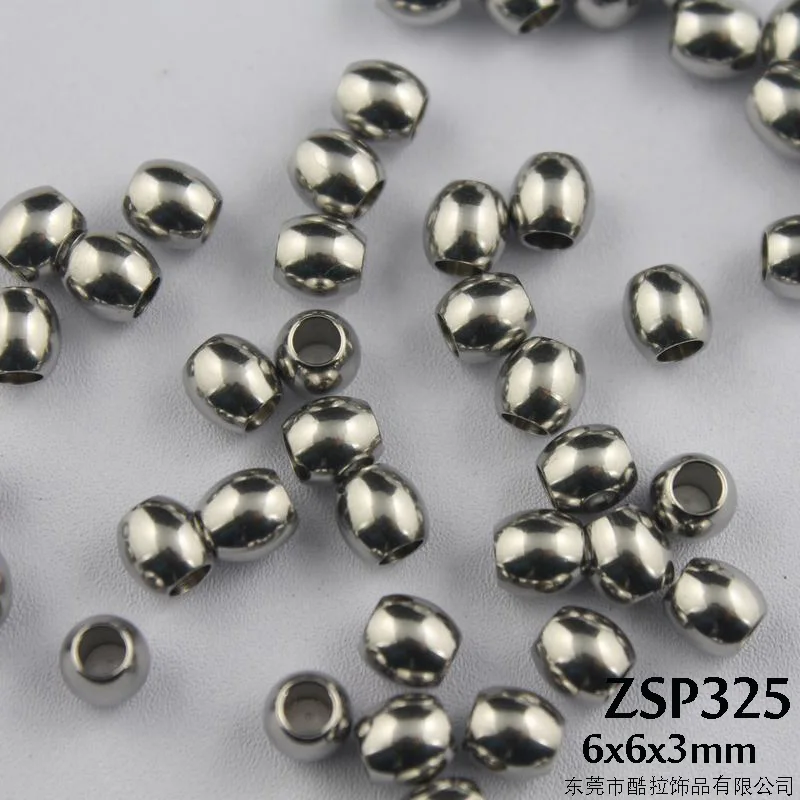 3 мм отверстие 6 овальные Гладкие бусины из нержавеющей стали для ювелирных