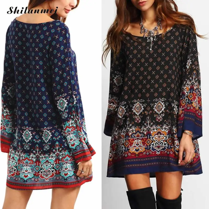 Платье трапециевидной формы с сексуальным цветочным принтом Dashiki 1970 s черные