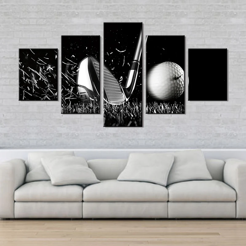 5 Pcs Pictures Golf Tee Shot Paintings Abstract Canvas Wall Art for Living Room Premium Quality Artwork Contemporary Home Decor | Дом и сад