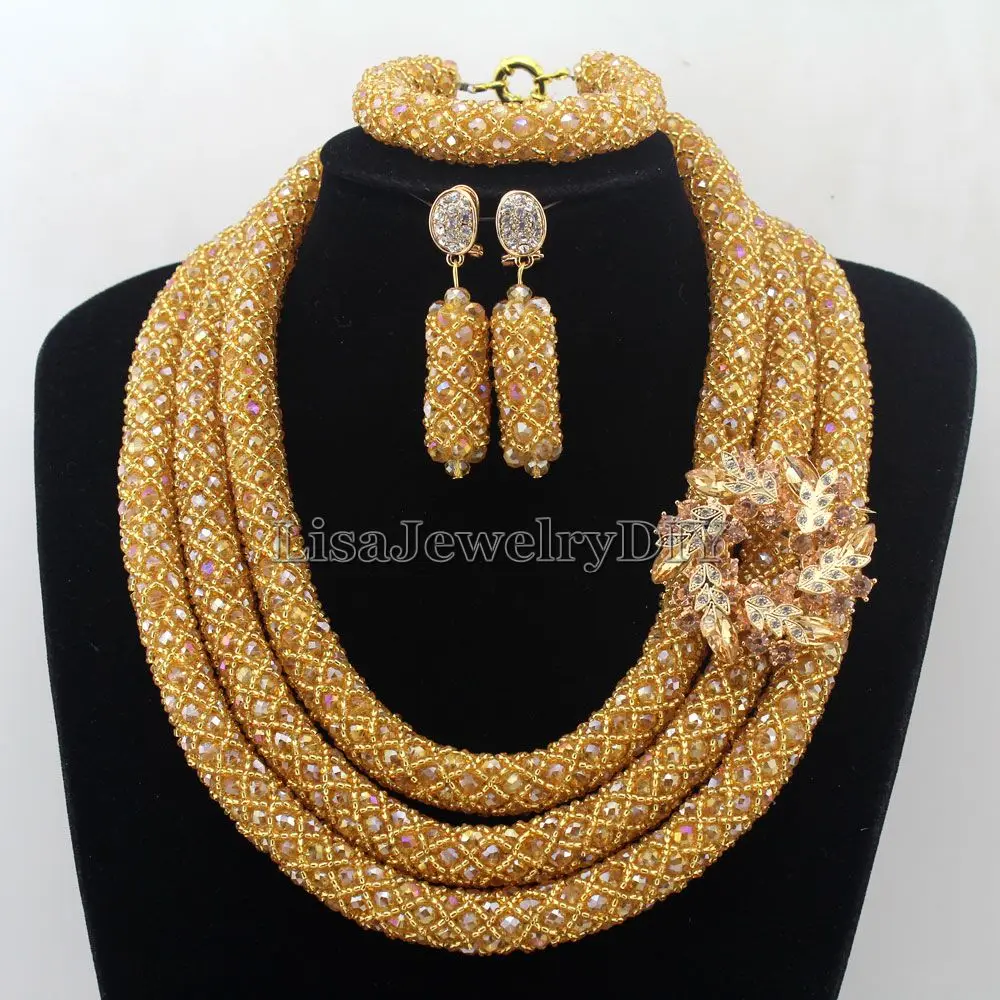

African Statement Necklace Jewelry Sets Nigerian Beads Wedding Jewelry Set Bridal Statement Jewelry Set Free Shipping HD7292