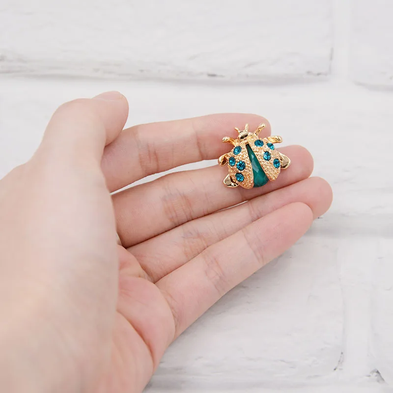 Adorable Crystal Rhinestone Ladybug Brooch Small Insect Metal Pin Unisex Garment Fashion Jewelry Accessory | Украшения и