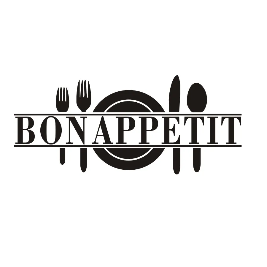 Bon Appetit столовые приборы виниловая наклейка на стену кухня ресторан стикер