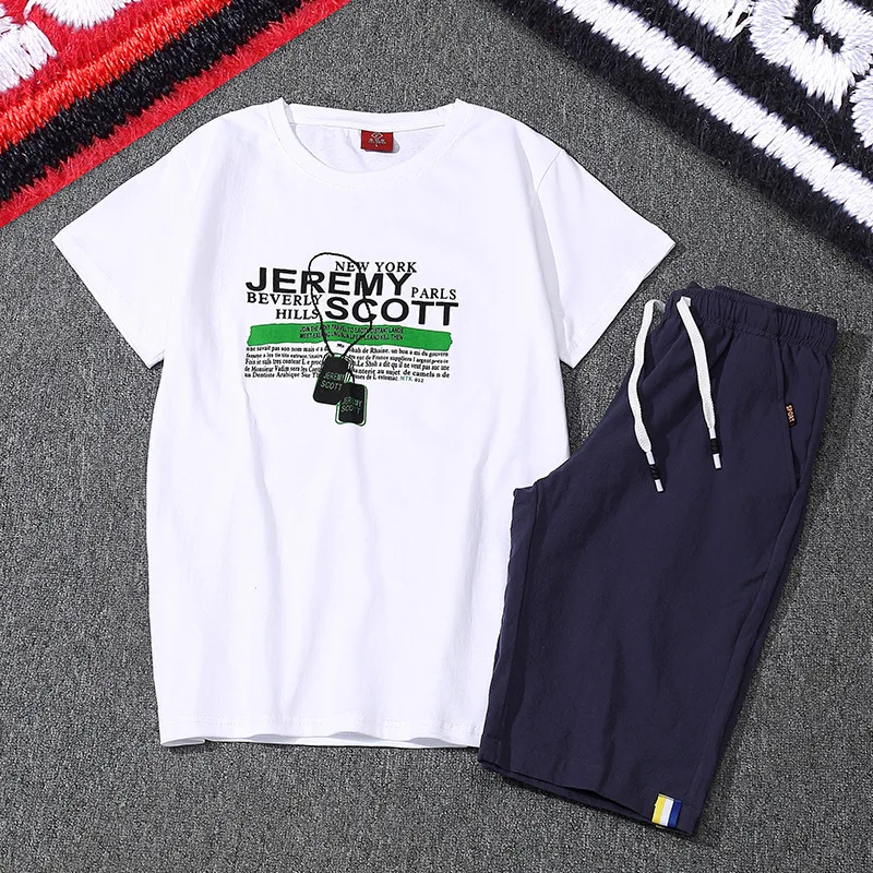 

Vogue Mens Short Sets 2 Piece Set Sportswear Tracksuit Men Pants Half Length Pure Cotton High Quality White Tshirt Short Sleeve