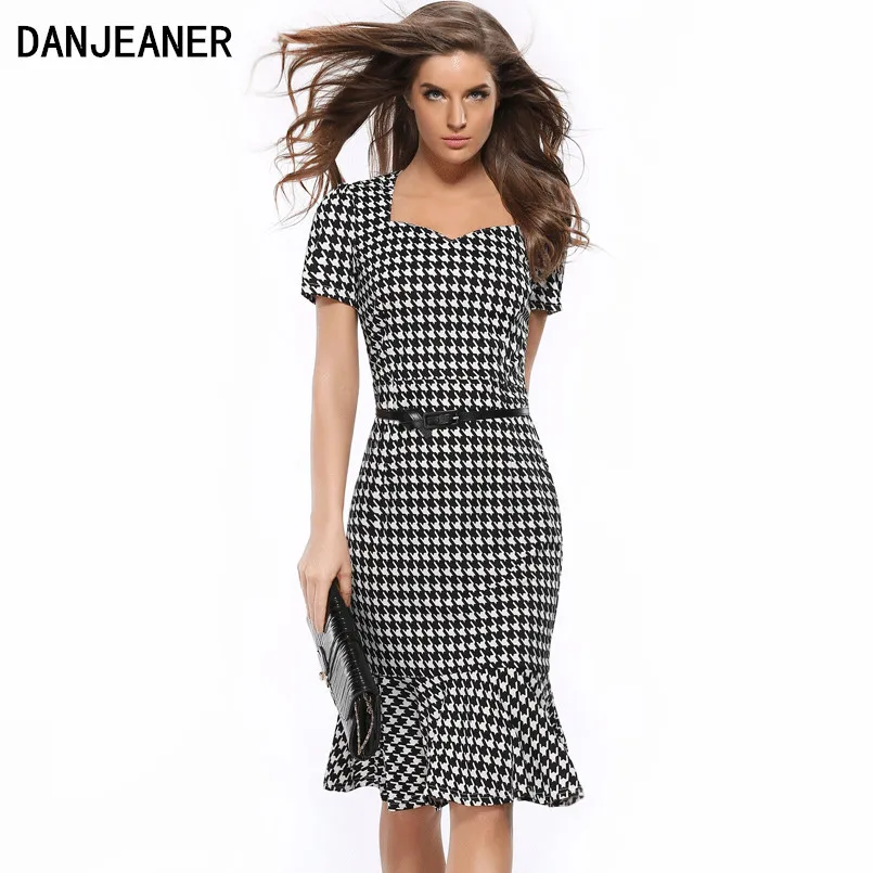 

Danjeaner 2017 New Women Vintage V-neck Pencil Party Dress Fashion Elegant Mermaid Dress Women Plus Size Summer Dress