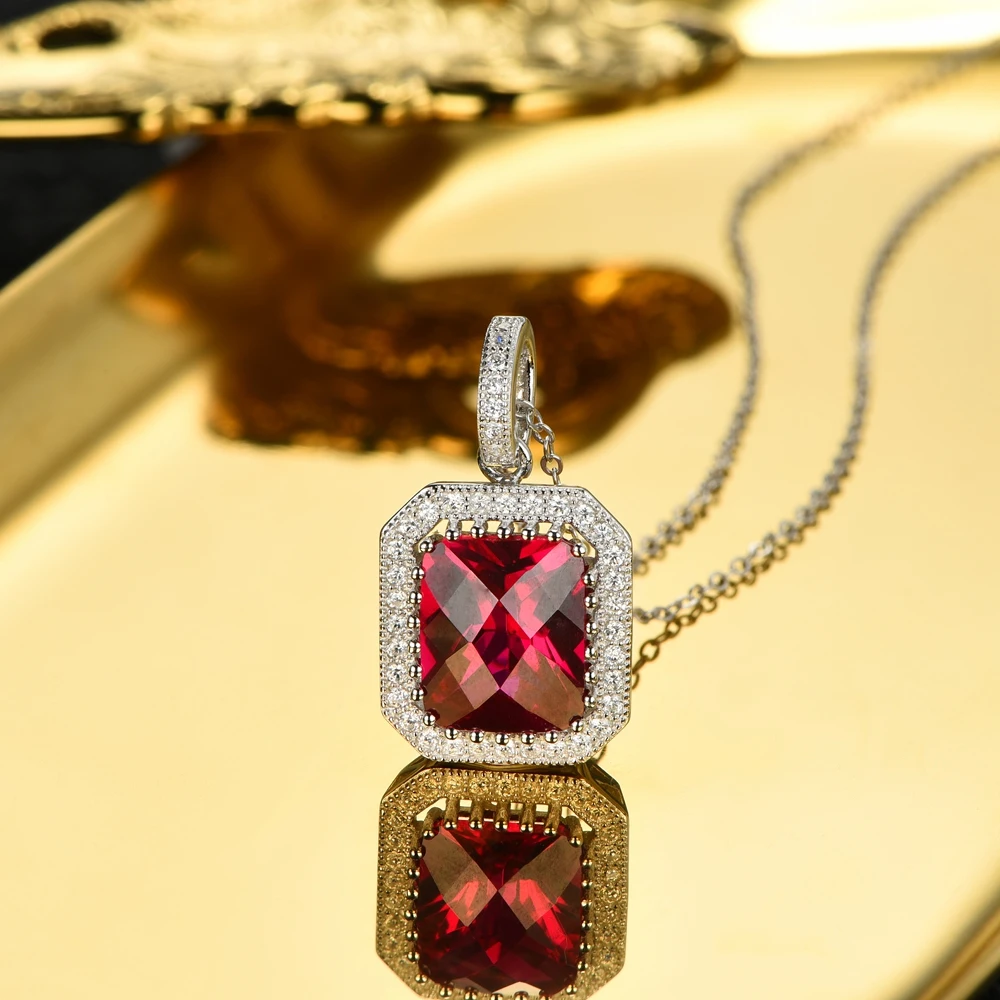 Женское ожерелье из серебра 925 пробы с красным камнем 5 52 карата|fine jewelry|necklace stone
