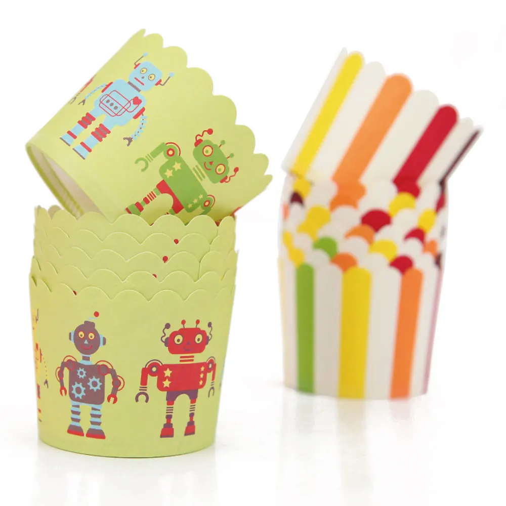 25Pcs/Set Cute Paper Cake Cupcake Liner with Inserts Card Baking Muffin Box Case Party Tray Mold Wedding Cup | Дом и сад