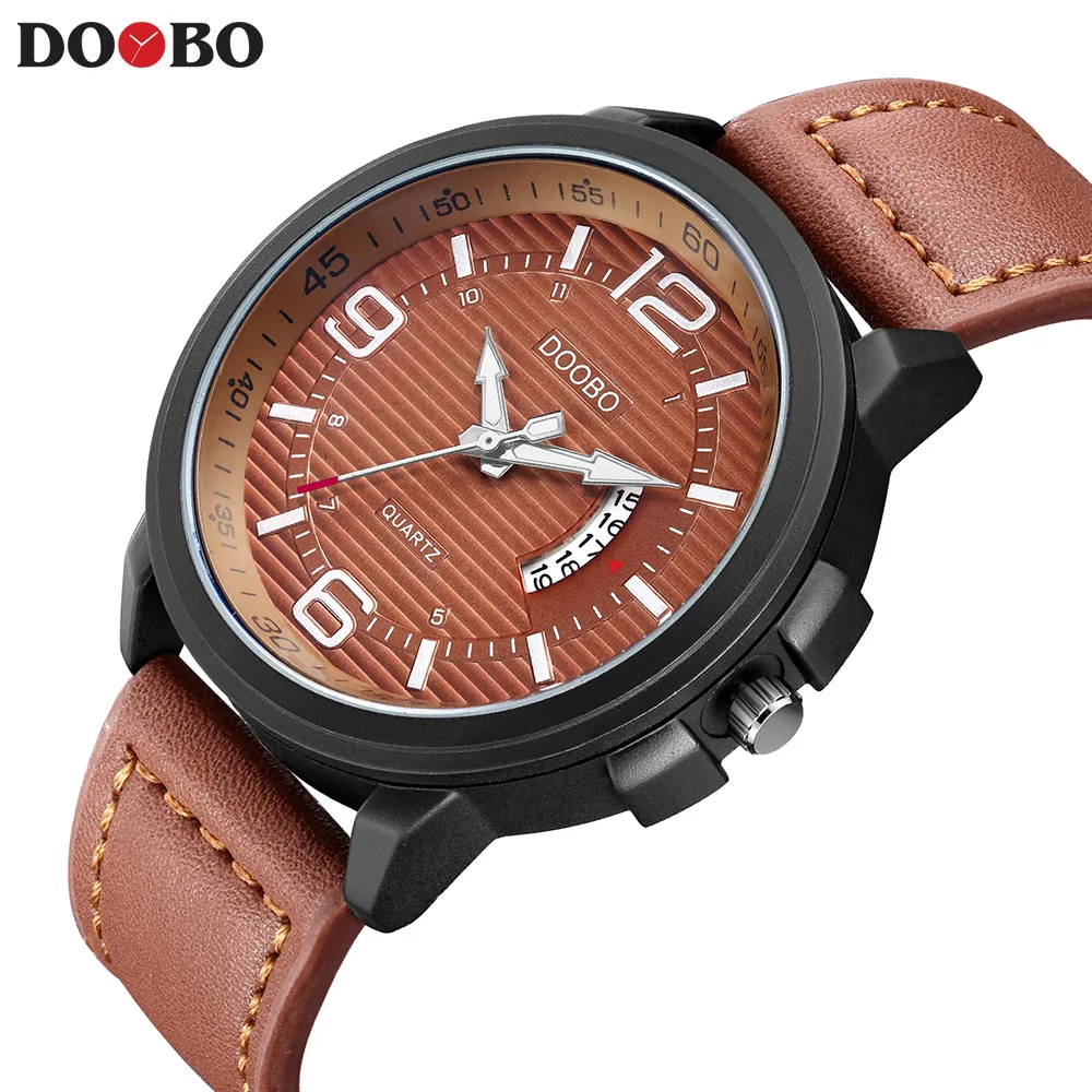 Лидирующий бренд DOOBO Relogio Masculino Для мужчин s часы роскошные кожаные модные