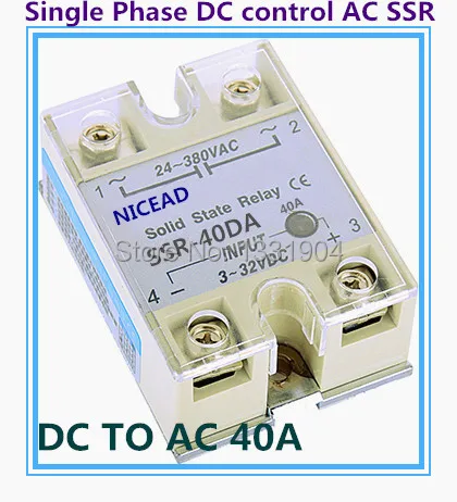 

5 шт./лот Однофазное твердотельное реле DC В AC SSR-40DA 40A SSR реле вход выход DC AC