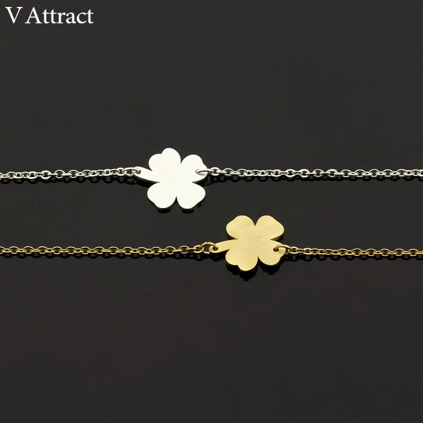 V Attract BFF ювелирные изделия Boho Luck Золото Серебро Ketting четыре листа клевера браслет для женщин нержавеющая сталь цепь Pulseira