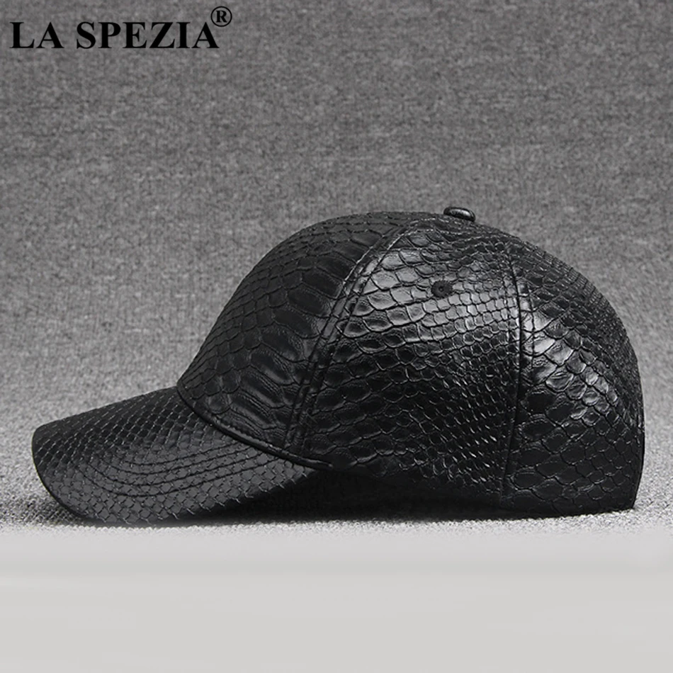 LA SPEZIA, кожаная бейсболка, мужская, черная, регулируемая, бейсболка, s, мужская, из искусственной кожи, осенняя, Duckbill, одноцветная, брендовая, повседневная, для папы, шапки