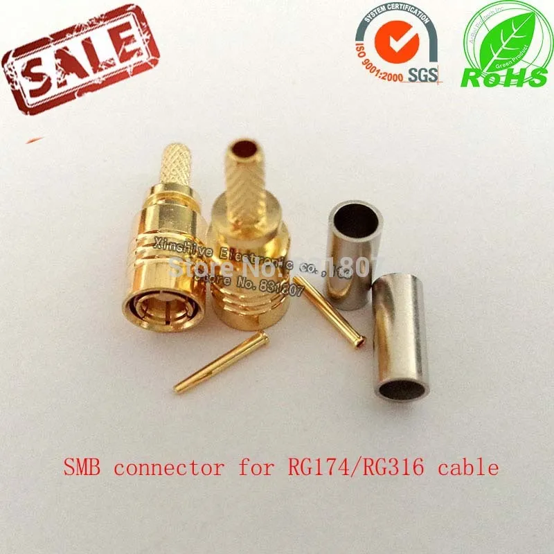Позолоченный РЧ коаксиальный адаптер SMB Женский обжимной разъем для RG174 RG316 LMR100