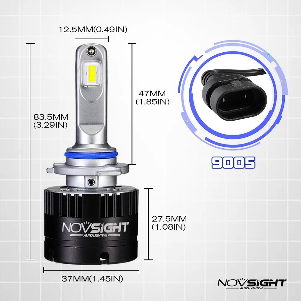 

NOVSIGHT 2 Pcs Car LED Headlight 9005 HB3 80W 14400LM Driving Lamps IP68 Waterproof 5500K Light Auto Bulb Headlamp DC 9V-16V