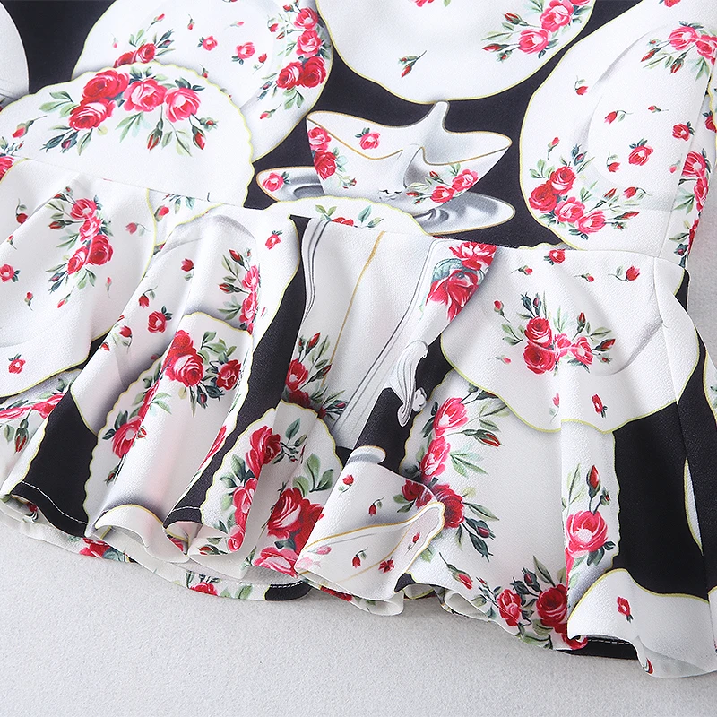 

High Quality 2018 Autumn Newest Europe Fashion Flower Print Causual Mermaid Knee-Length Fashion Short Bust Skirt Women