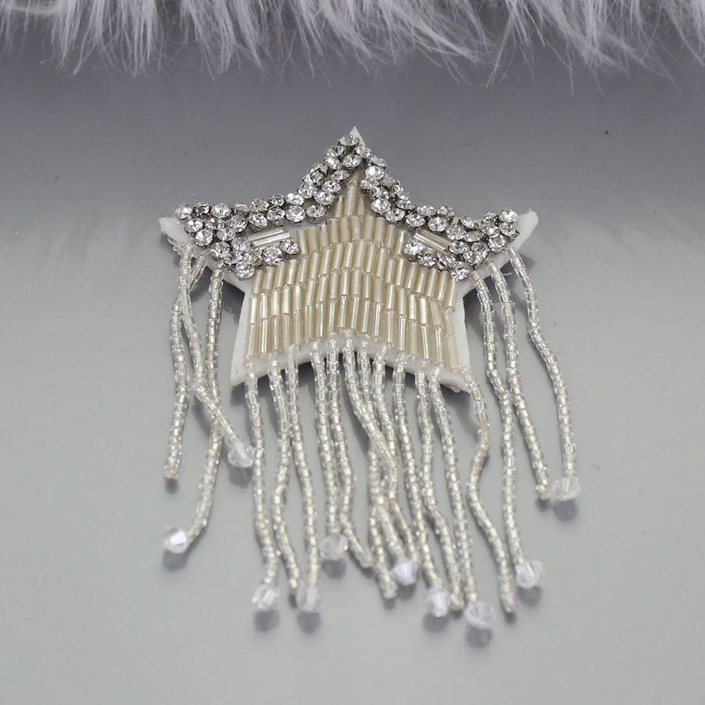 Вышивка из бусин и страз звездная ткань с бахромой патчи аппликацией Пришивные