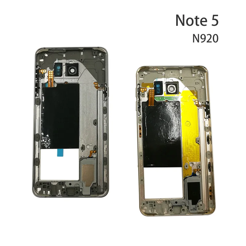 Для Samsung Note 5 N920F N920C Средний пластинчатый корпус Рамочная Лицевая панель+ Боковая кнопка+ объектив камеры+ запчасти NFC Note5