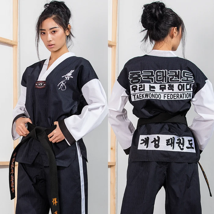 Боевые искусства TKD Tae Kwon Do Корея v-образный вырез для взрослых тхэквондо добок