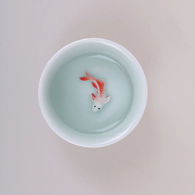 Китайская чайная чашка фарфоровая Celadon рыба чайная чашка набор чайная посуда Керамический Китайский Чайный набор кунг-фу керамическая чашка китайский подарок