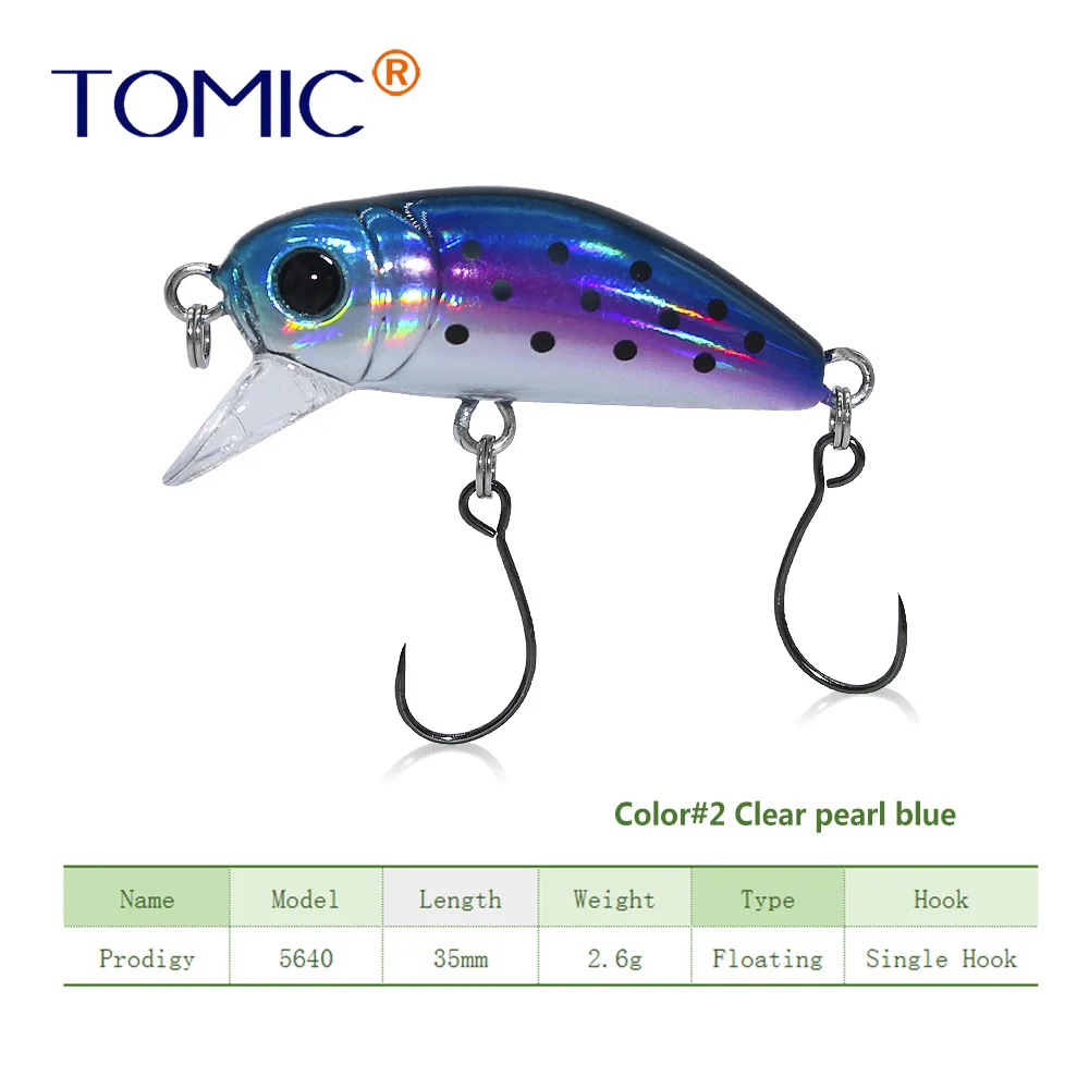 Bright blue purple Tomic сверхлегкие рыболовные приманки 35 мм матовые цвета жесткая приманка, воблер с одним крюком приманка для форели - Цвет: Bright blue purple