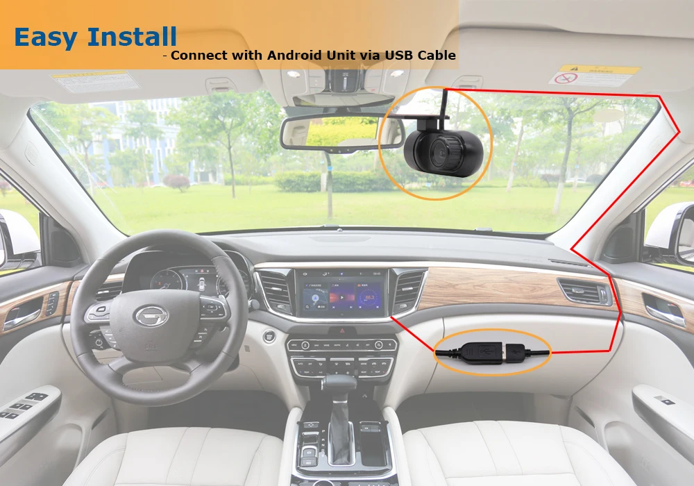 SMARTECH USB DVR Camera with ADAS function, Android Radio DVR Front Camera, Support Android 4.4 / 6.0 / 7.1 / 8.1 Car DVD GPS