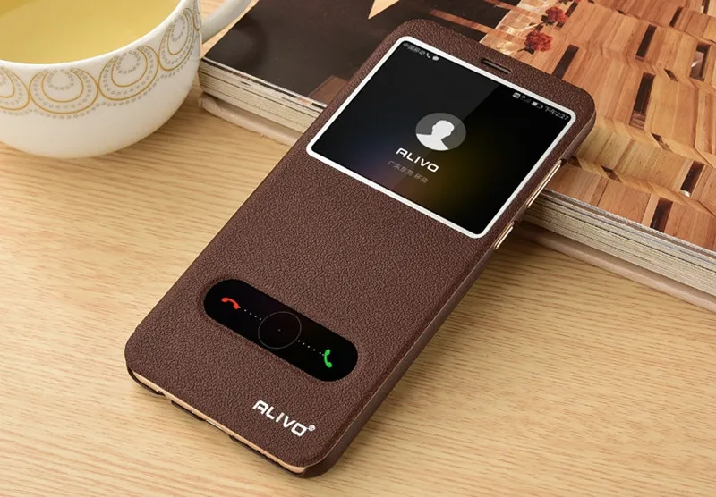 Brown Для Huawei Honor 7X5,93 дюйма быстрый крышка окошко для просмотра ответа Флип кожаный чехол для Huawei Honor 7X7 X X7 чехол для телефона - Цвет: Brown