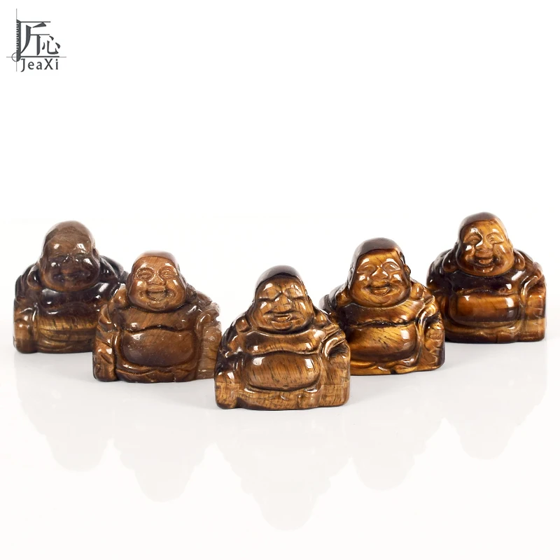 1 5 дюймовая резная budda натуральный тигровый глаз Maitreya счастливая статуэтка Будды
