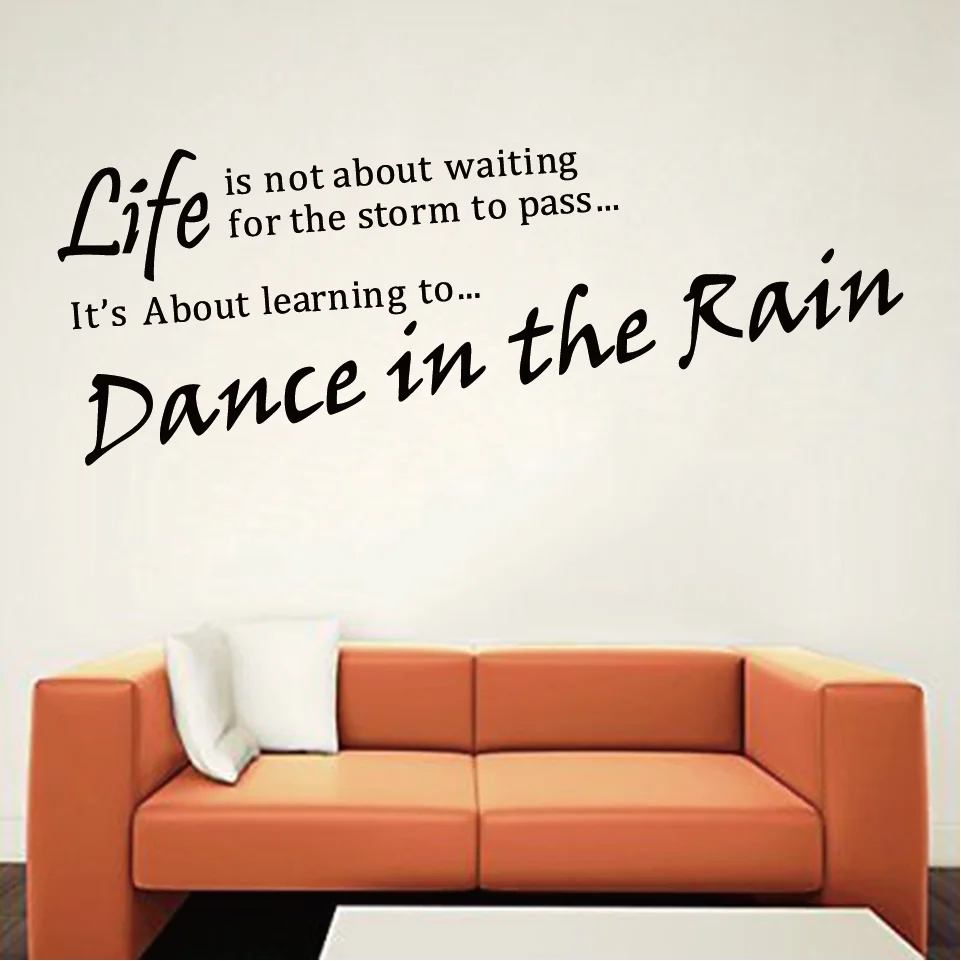 Виниловый настенный стикер Dance In The Rain со съемным английским цитатом Наклейка на