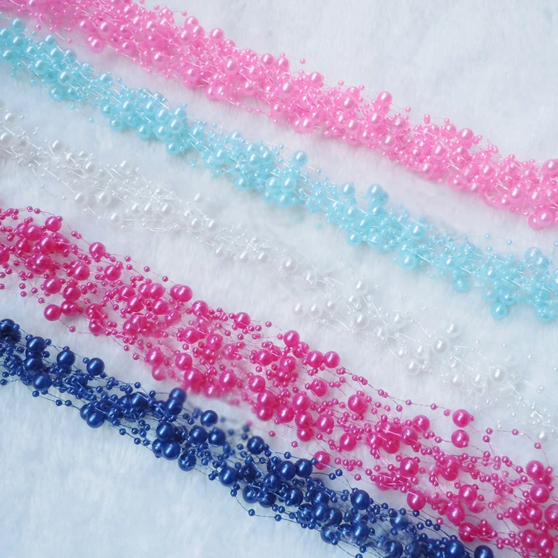 Розовый/синий/бежевый/белый леска Искусственный Жемчуг Бусы гирлянды цветов для